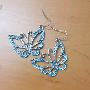 Blue butterfly earrings